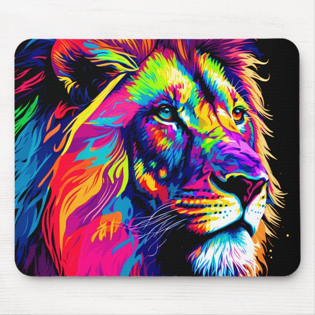 Mousepad Retrato digital de 3d Lion (Frente)