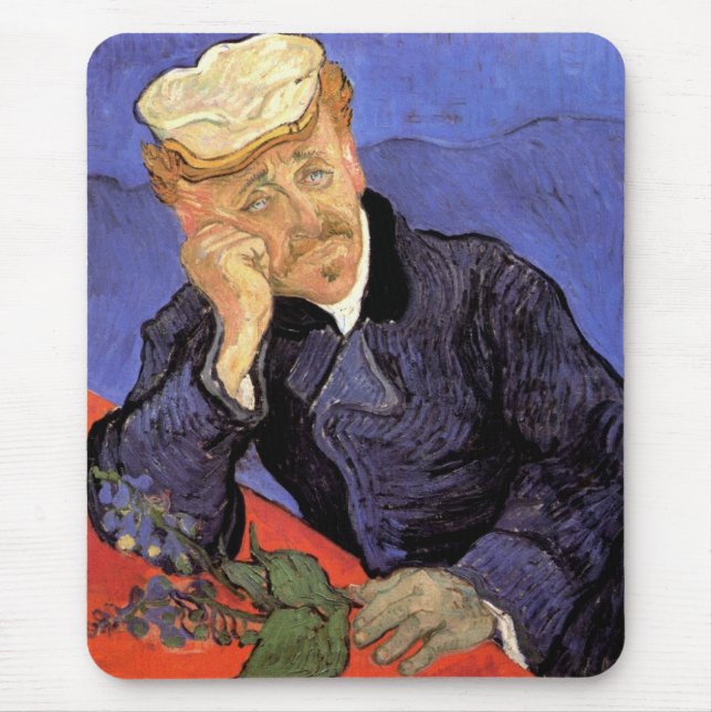 Mousepad Retrato do Doutor Gachet por Vincent van Gogh (Frente)