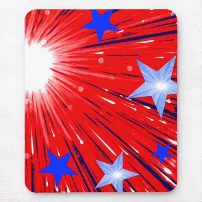 Mousepad Retrato do Pasta-do-mouse azul-branco vermelho par (Frente)