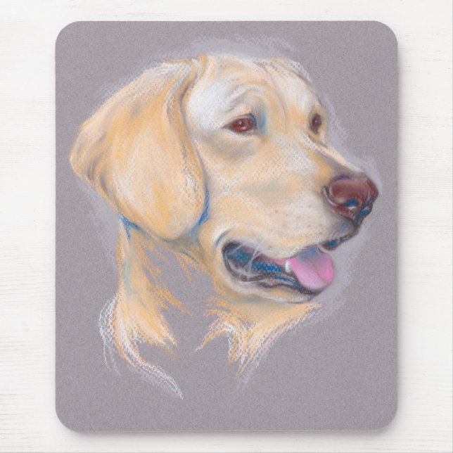 Mousepad Retrato do Retriever Labrador Amarelo (Frente)