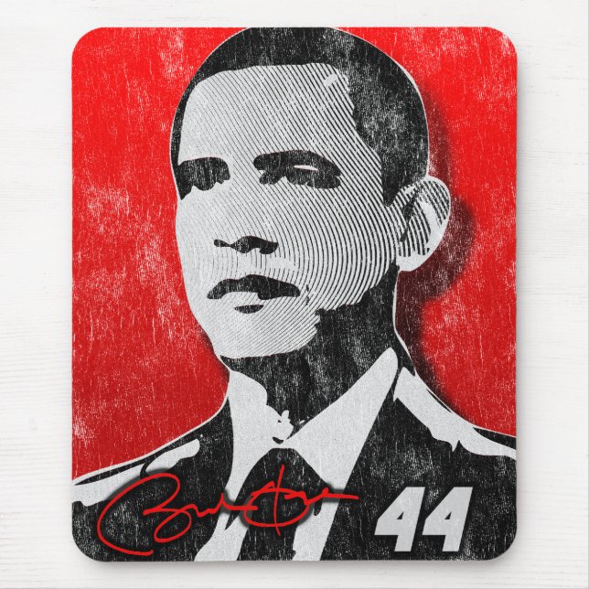 Mousepad Retrato do vermelho de Barack Obama (Frente)