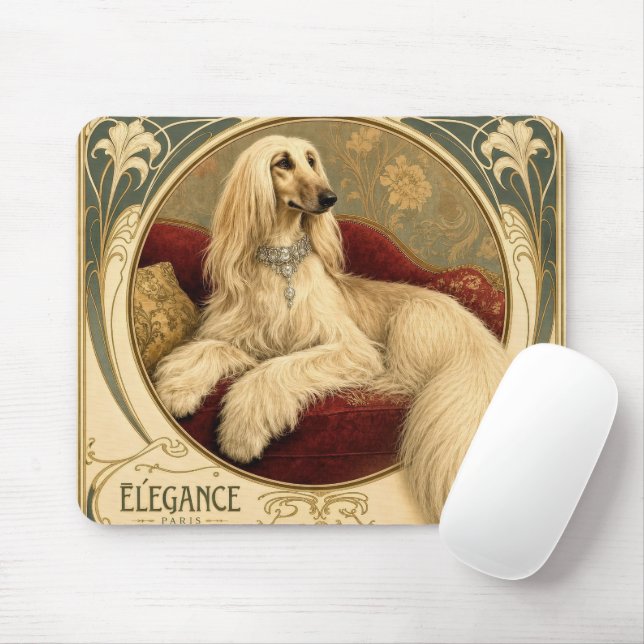 Mousepad Retrato Elegante do Afghan Hound (Com mouse)