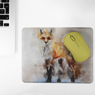 Mousepad Retrato em Aquarela da Raposa Vermelha 02