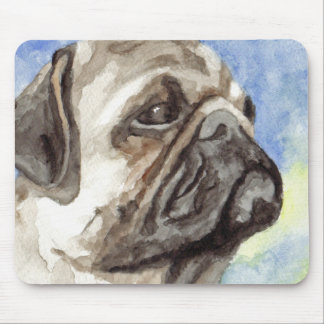 Mousepad Retrato em Aquarela de Pug