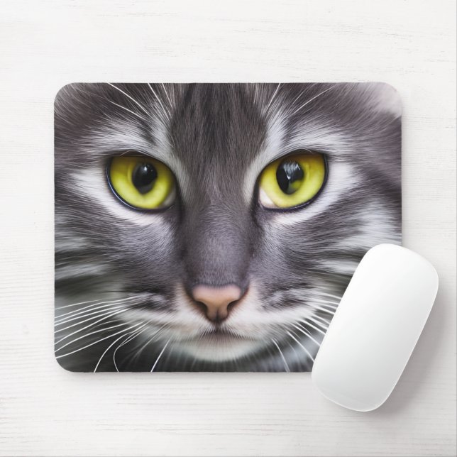 Mousepad Retrato maravilhoso de gato (Com mouse)
