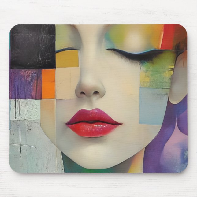 Mousepad Retrato no Surrealismo do Bloco de Cor (Frente)