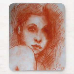 Mousepad Retrato ROMÂNTICO da BELEZA/mulher no Sepia Brown