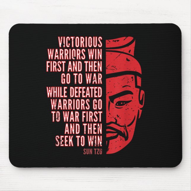 Mousepad Retrato Sun Tzu, legal, com dor vermelha, com cita (Frente)