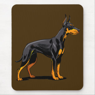 Mousepad Retratos de um cão Doberman cabeça vista frontal
