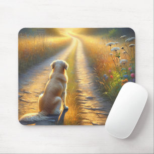 Mousepad Retriever De ouro À Espera Numa Estrada De Sujeira