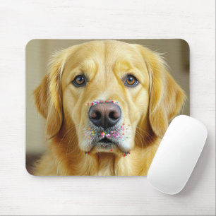 Mousepad Retriever De ouro Com Garrafas No Nariz