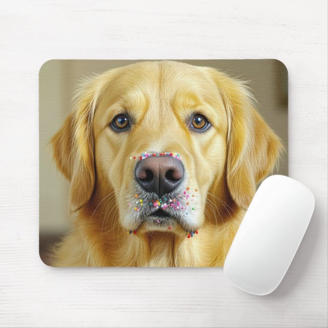 Mousepad Retriever De ouro Com Garrafas No Nariz (Com mouse)