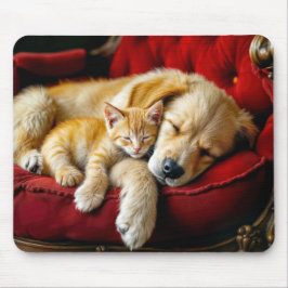 Mousepad Retriever de ouro e Dormir de Kitten Dourado