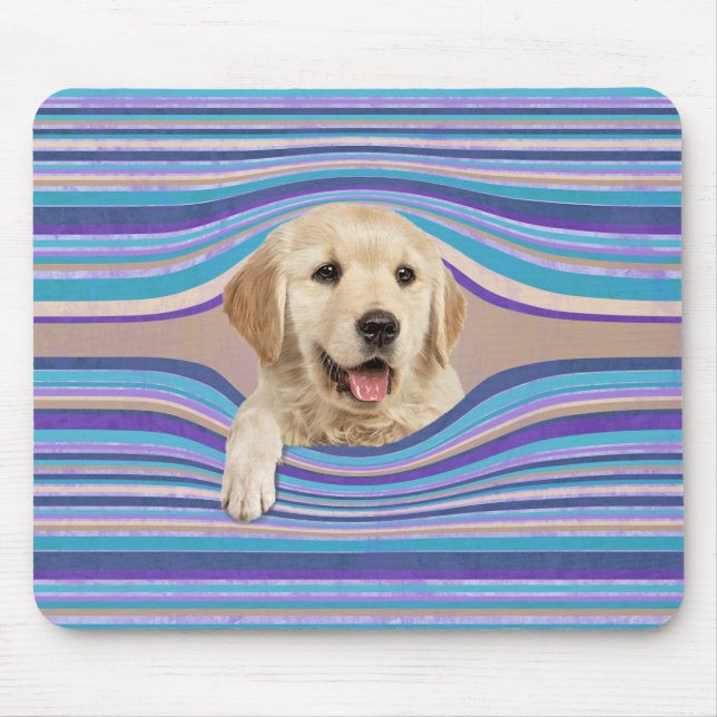 Mousepad Retriever De ouro Em Bandas (Frente)