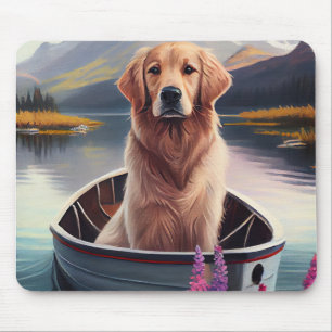 Mousepad Retriever de ouro em um remo: Uma aventura cênica