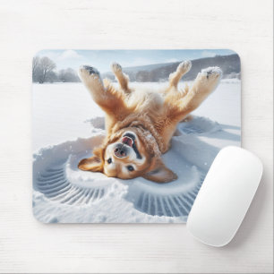 Mousepad Retriever de ouro faça um anjo de neve
