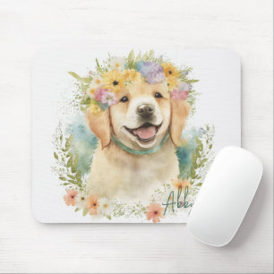 Mousepad Retriever de ouro na exaustão Floral