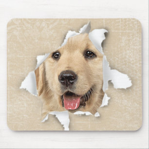Mousepad Retriever De ouro No Buraco De Papel