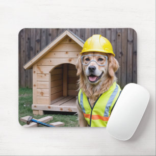 Mousepad Retriever de ouro Vestindo um chapéu de Duro de Se