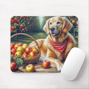 Mousepad Retriever De ouros No Pomar De Maçã