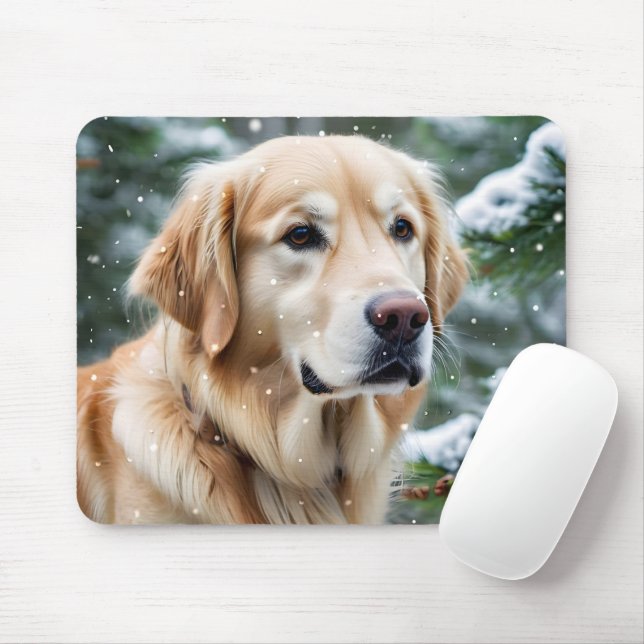 Mousepad Retriever ouro Em Flocos De Neve (Com mouse)