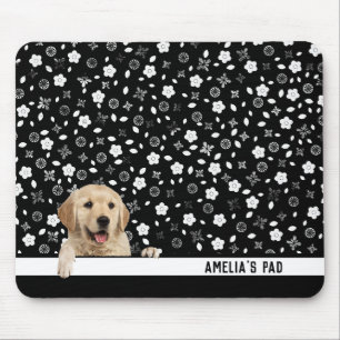 Mousepad Retriever ouro no Floral Impressão