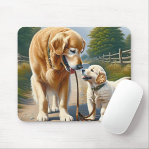 Mousepad Retrievers De ouro Em Uma Coluna