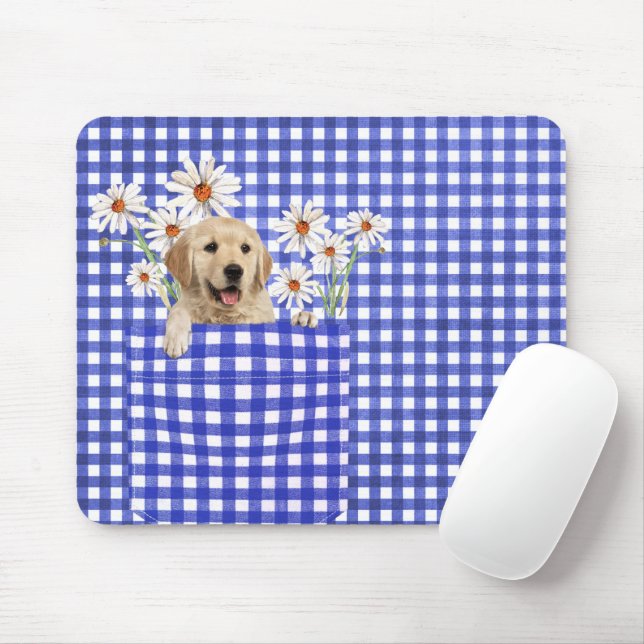 Mousepad Retrievers De ouro Na Placa Do Mouse Gingham Pocke (Com mouse)