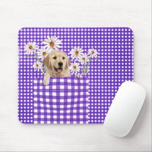 Mousepad Retrievers De ouro Na Placa Do Mouse Gingham Pocke