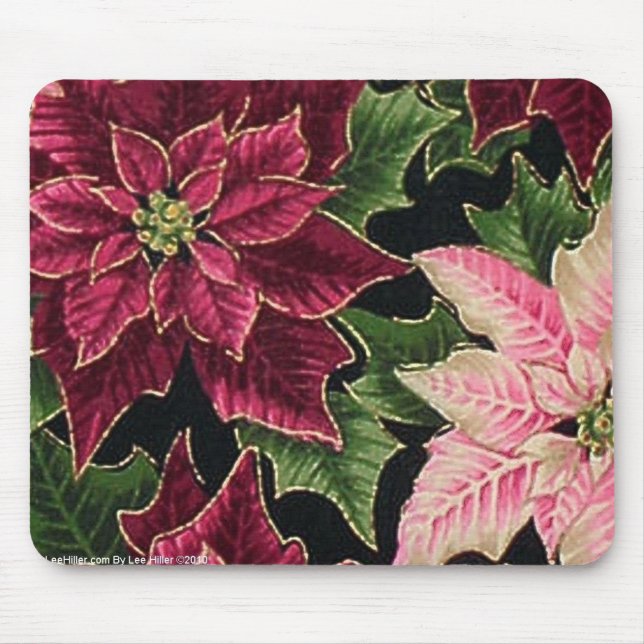 Mousepad Retro 50 Poinsettia Burgundy Rosa (Frente)
