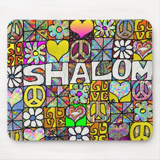 Mousepad Retro 60s Psicodélico Shalom LOVE (Frente)