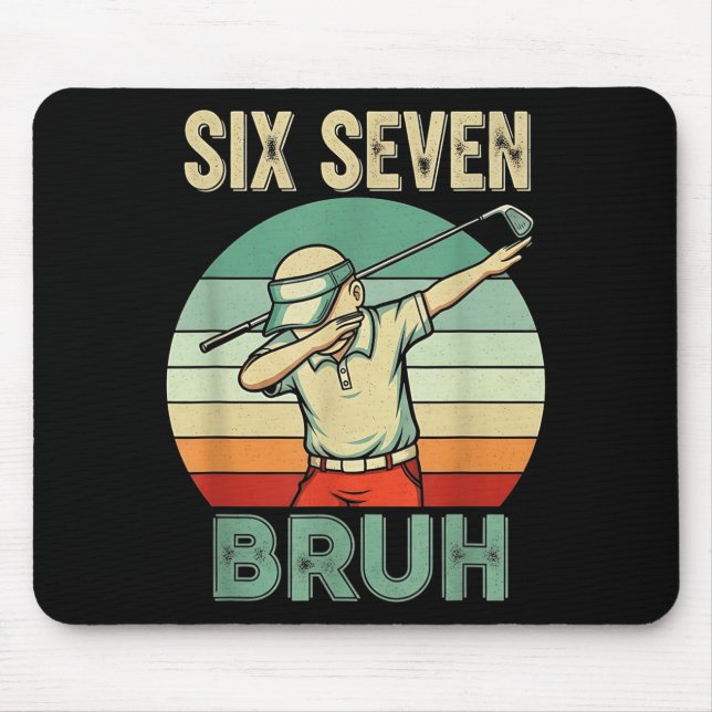 Mousepad Retro 67 Meme 6 7 Six Seven Bruh Golf Golfer Vinta (Frente)