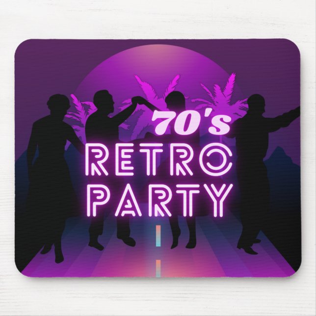 Mousepad Retro 80s Disco Dance Party Neon Purple Funky (Frente)