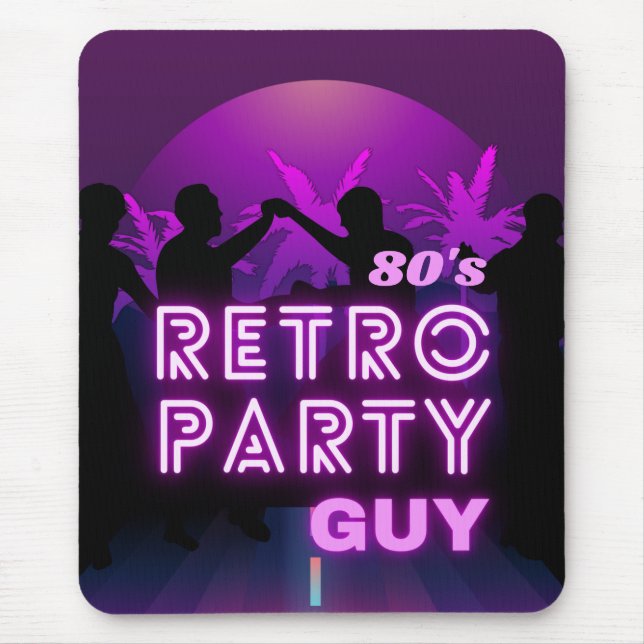 Mousepad Retro 80s Disco Dance Party Neon Purple Funky (Frente)