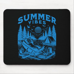 Mousepad Retro 90s Summer Vibes Cat Acampando Meme Gato Eng