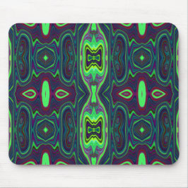 Mousepad Retro Abstract Chartreuse, Red and Blue Pattern