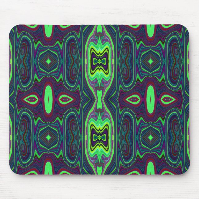 Mousepad Retro Abstract Chartreuse, Red and Blue Pattern (Frente)