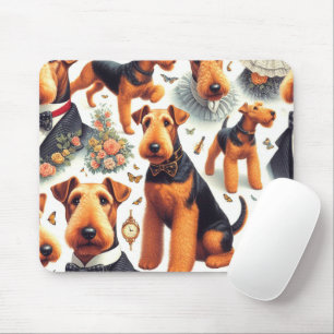 Mousepad Retro Airedale Terrier sem costura