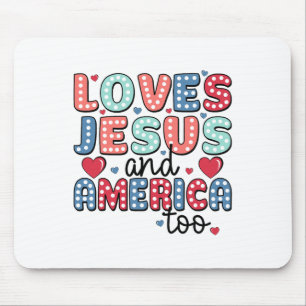 Mousepad Retro ama Jesus e América a Deus, cristão 4t