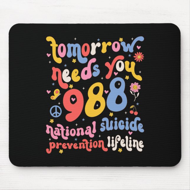 Mousepad Retro Amanhã Precisa De 988 Para A Prevenção Do Su (Frente)