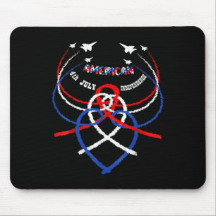 Mousepad Retro Americano Patriótico Jets Usa Flag Happy Art