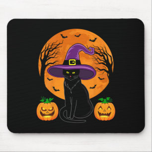 Mousepad Retro Black Cat Halloween Pumpkin Costume Women Ki