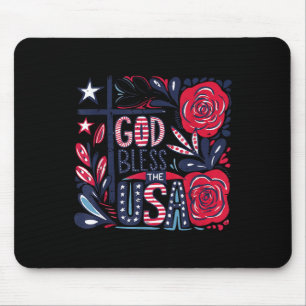 Mousepad Retro Boho Floral Deus abençoe 4.º Cristão dos Est