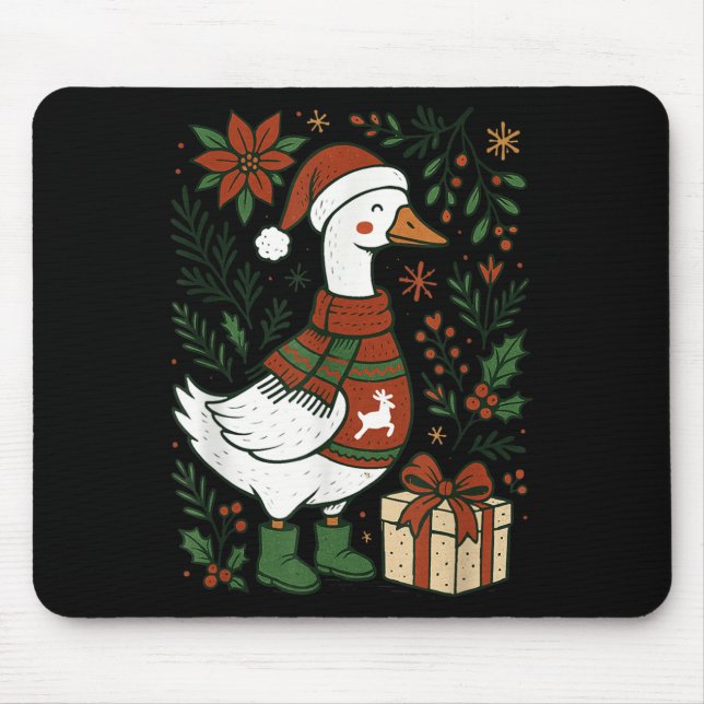 Mousepad Retro Boho Floral Funny Xmas Silly Goose Lover Chr (Frente)