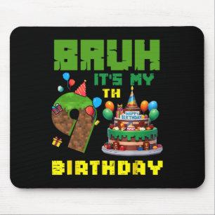Mousepad Retro Bruh É Meu Aniversário De 9 Anos Bolo Pixel 