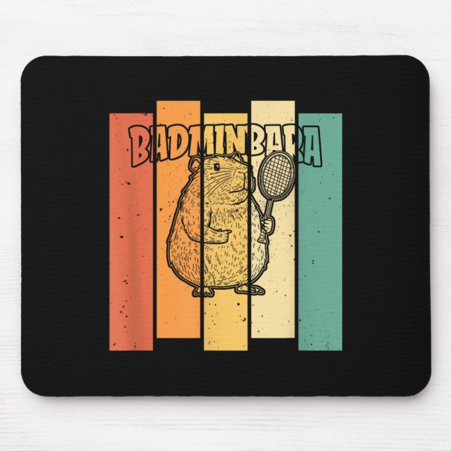 Mousepad Retro Capybara Shuttle - Vintage Badminton Badminb (Frente)