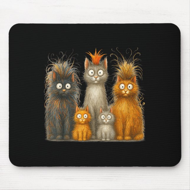 Mousepad Retro Cat Art Crazy Funny Kitten Gift Men Women Bo (Frente)