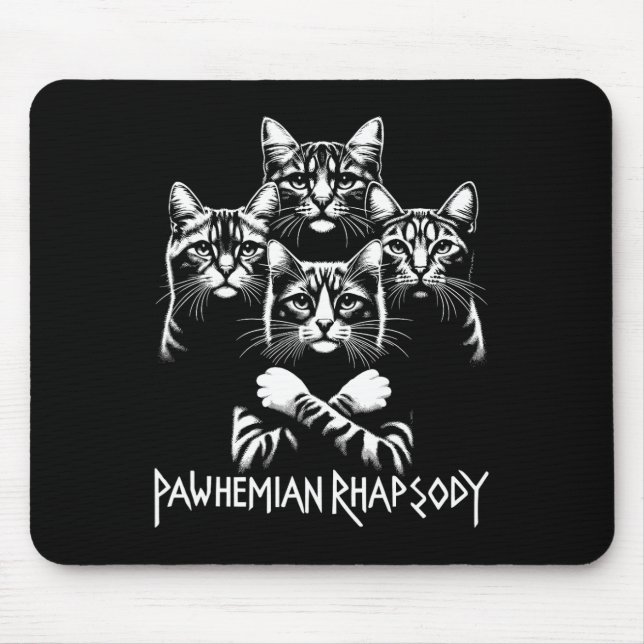 Mousepad Retro Cat Rock Music Concert Bandas Homens Criança (Frente)
