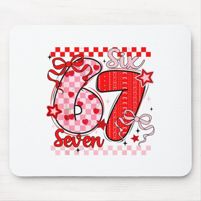 Mousepad Retro Checkered Valentine Six Seven Meme 67 Viral  (Frente)