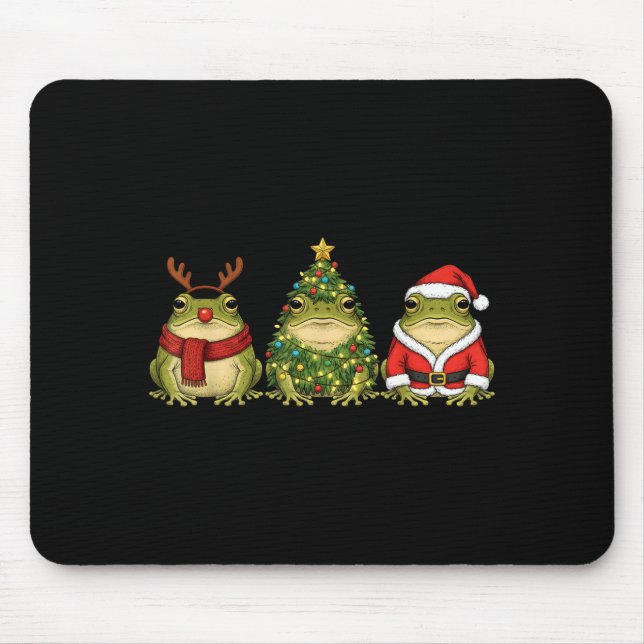 Mousepad Retro Christmas Desert Rain Frog Santa Reindeer  (Frente)